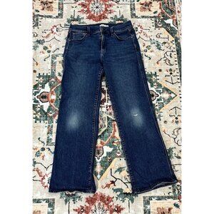 L.L. Bean Signature Women's Distressed Jeans Size 12 Blue Denim Straight-Leg 💙